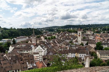 Schaffhausen, İsviçre 'nin havadan panoramik görüntüsü