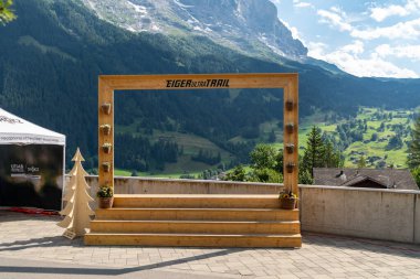 Grindelwald, İsviçre - 20 Temmuz 2024: 2024 Eiger Ultra Trail Koşu Platformu