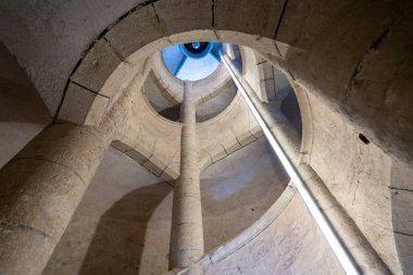 Spiral staircase and walkway to the top of the Munot Castle in Schaffhausen, Switzerland, a circular 16th century fortification in the center of Schaffhausen clipart