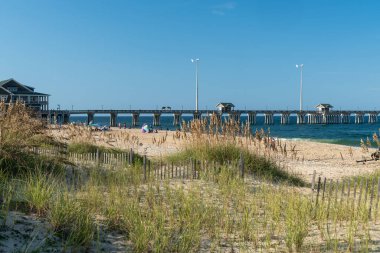 Nags Head, Kuzey Carolina - 31 Ağustos 2024: Jeanettes Pier, Outer Banks 'in ünlü turistik merkezi.
