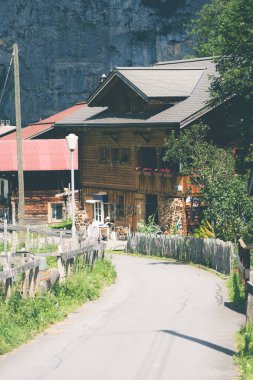 Path through the small Swiss village of Gimmewald, Switzerland clipart