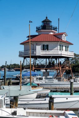Solomons, Maryland - 19 Ekim 2024: Güney Maryland 'deki Drum Point Deniz Feneri