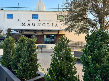 Waco, Texas - November 14, 2024: Magnolia Silos home store - area in downtown Waco - Chip and Joanna Gaines clipart