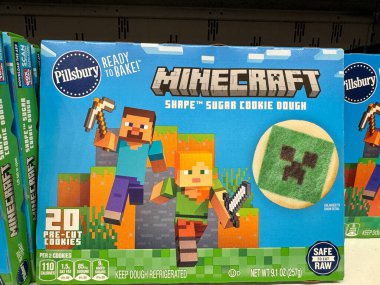 Plymouth, Minnesota - 3 Nisan 2025: Minecraft temalı kurabiye hamuru, Pillsbury tarafından pişirilmeye hazır