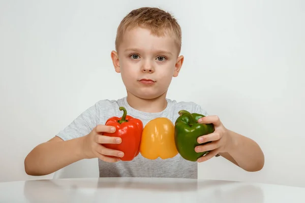 Kid Girl Preparing Vegetable Concept Healthy Food Child Bell Pepper Royalty Free Stock Images