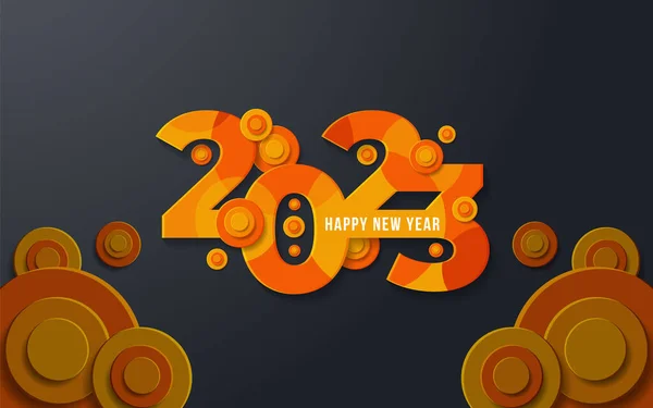 Mutlu yıllar 2023 numara konsepti. 2023 kutlaması için soyut turuncu arka planlı bir şablon tasarla.