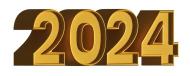 2024 Alfabe Numarası Gerçekçi 3D Render. Turuncu renk.