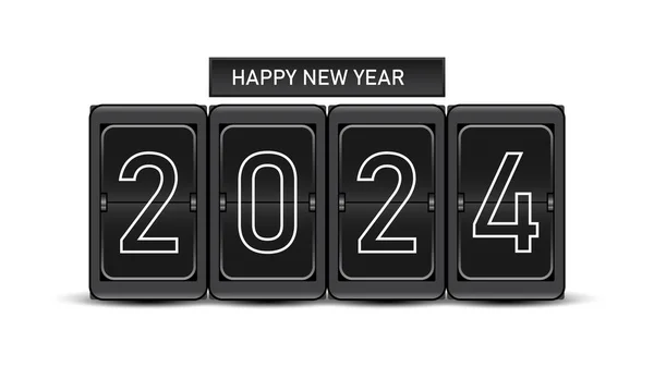 2024 yılbaşı. Analog sayaç vektör tasarımı. Geri sayım yılı için resimleme.