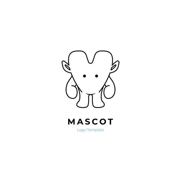 Minimalist canavar çizgi çizimi logosu. Logomark vektör şablonu. Hoş bir illüstrasyon..