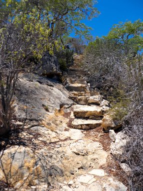 Stone steps lead from the shore of Lake Tsimanampetsotsa. Madagascar.