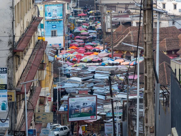 Gran Mercado Antananarivo Está Cubierto Sombrillas — Foto de Stock