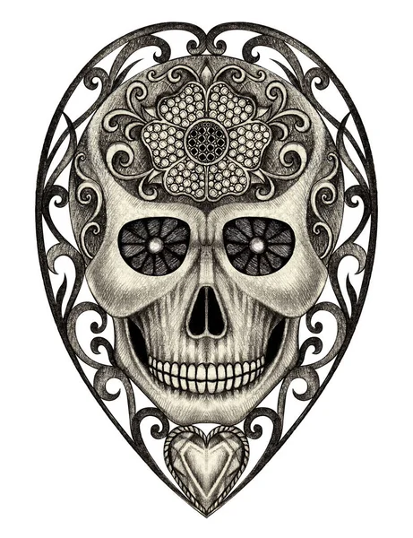 Art Romantic Skull Day Of The Dead.Hand Pencil Drawing On Paper. Stock  Photo, Picture and Royalty Free Image. Image 90536405.