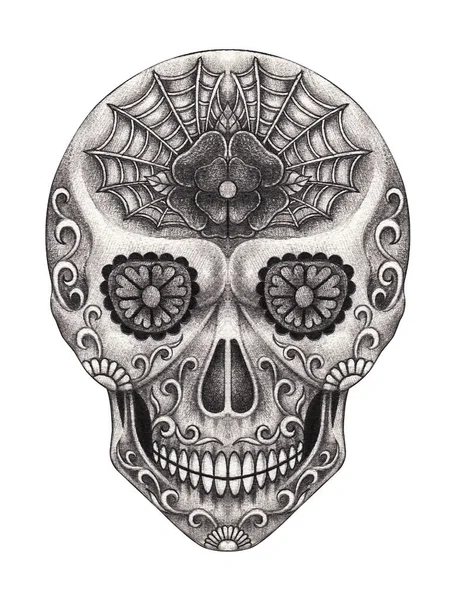 Skull Day Dead Hand Drawing Paper — Stock Photo, Image