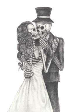 Ölü tasarımın çift kafatası günü elle çizilmiş..