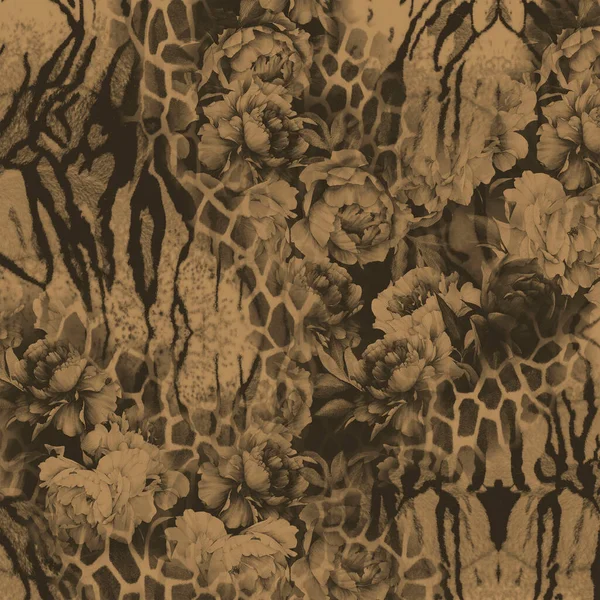 pattern with flowers yellow animal print