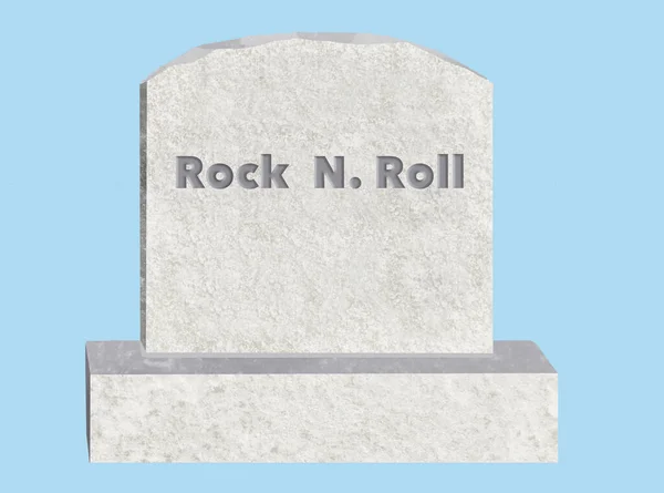 グラフィック要素として使用する墓石には ロック ロールという名前が刻まれている これは背景に隔離された3次元のイラストです — ストック写真