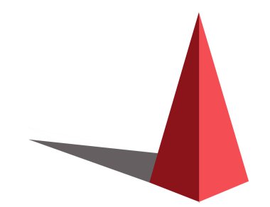 A steep red pyramid casts a long shadow in this graphic resource in a 3-d illustration.
