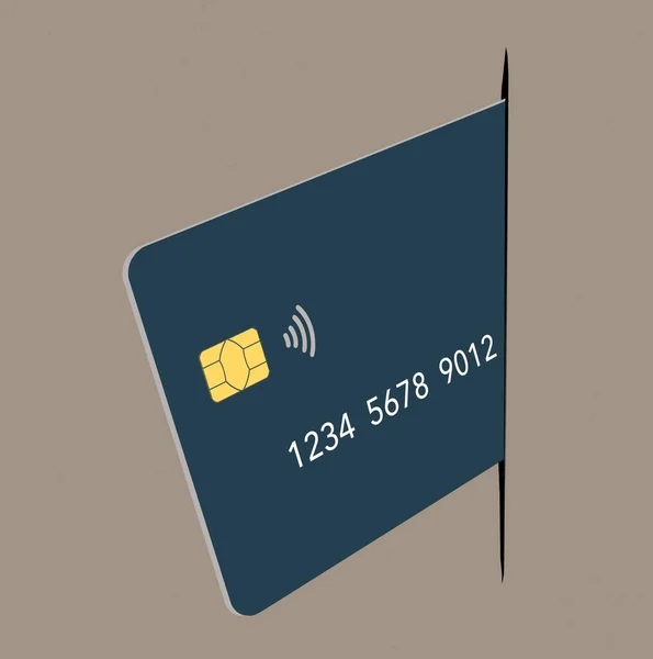 Obecná Prázdná Kreditní Karta Textovou Oblastí Vidět Zaseknutý Řezu Řádku — Stock fotografie
