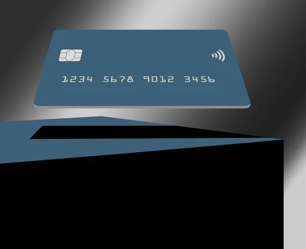 Cartão Crédito Débito Simulado Genérico Visto Pairando Sobre Uma Caixa — Fotografia de Stock