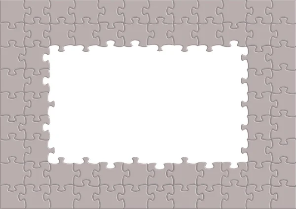 ジグソーパズルは アート テキストや見出しのためのフレームを作成するための中央に開口部を持っています このイラストはホワイトの背景画です — ストック写真