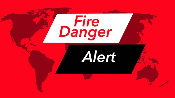 火災危険警報 米国を示す世界地図では テレビの気象バナーやアイコンが見られます 色は赤 40枚の類似画像から構成されています — ストック写真