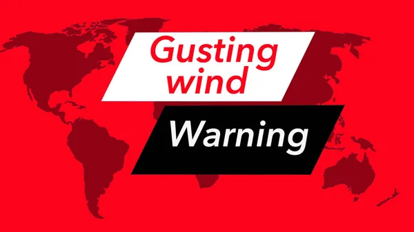 風の警告だ 米国を示す世界地図では テレビの気象バナーやアイコンが見られます 色は赤 40枚の類似画像から構成されています — ストック写真
