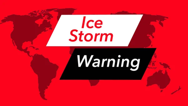 Eissturmwarnung Ein Wetterbanner Oder Symbol Fernsehen Ist Mit Einer Weltkarte — Stockfoto