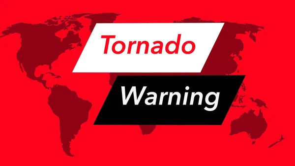 Aviso Tornado Uma Bandeira Ícone Meteorológico Televisão Visto Com Mapa — Fotografia de Stock