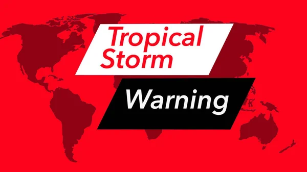 Tempestade Tropical Uma Bandeira Ícone Meteorológico Televisão Visto Com Mapa — Fotografia de Stock