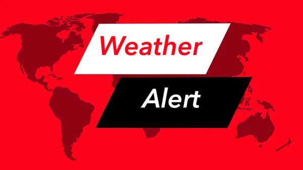 Alerta Meteorológico Uma Bandeira Ícone Meteorológico Televisão Visto Com Mapa — Fotografia de Stock