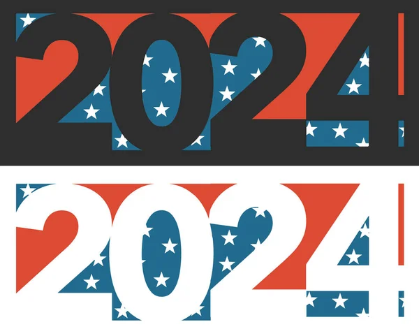 미국의 나타내고 2024 숫자는 신년이나 2024 사건들을 사용되는 천연색 삽화에서 — 스톡 사진