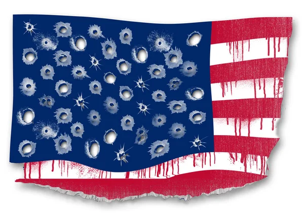 Bir Amerikan Bayrağının Kalıntıları Amerika Daki Silah Şiddetiyle Ilgili Boyutlu — Stok fotoğraf