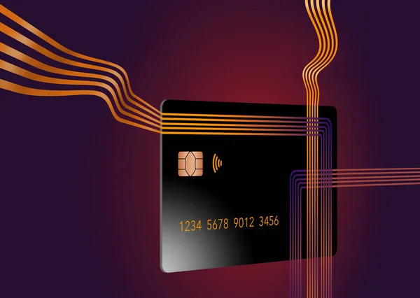 Designelement Som Dekorerar Ett Generiskt Kreditkort Eller Betalkort Flödar Kortet — Stockfoto