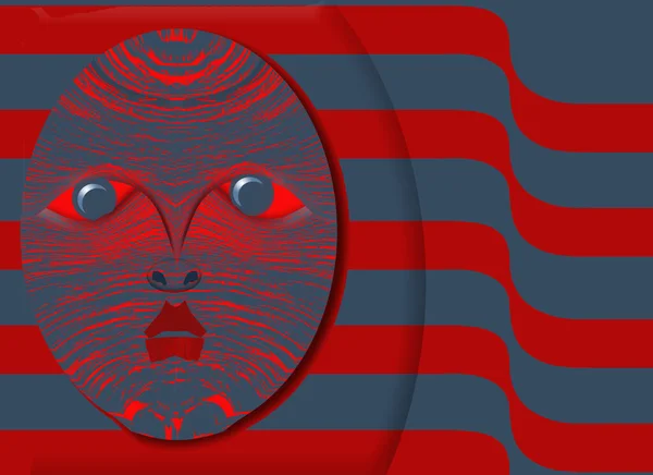 Een Afrikaanse Tribal Masker Ontwerp Zien Rood Blauw Deze Illustratie — Stockfoto