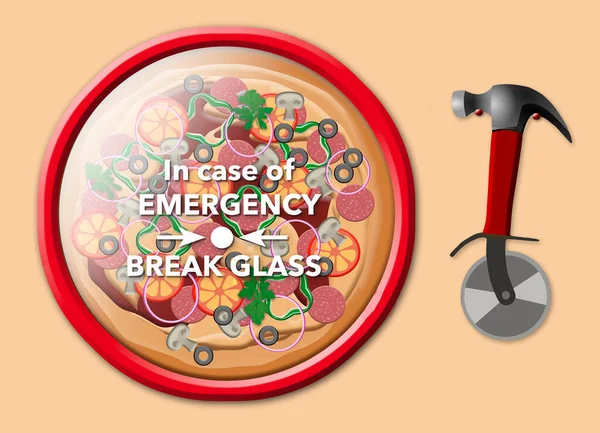Fire Alram Pizza Glass Covered Case Hammer Break Glass Case — Stock Photo, Image