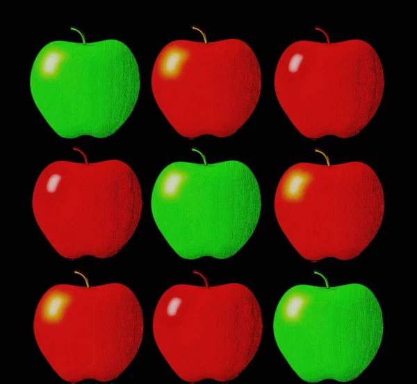 Elmalar Boyutlu Bir Resimde Görülür — Stok fotoğraf