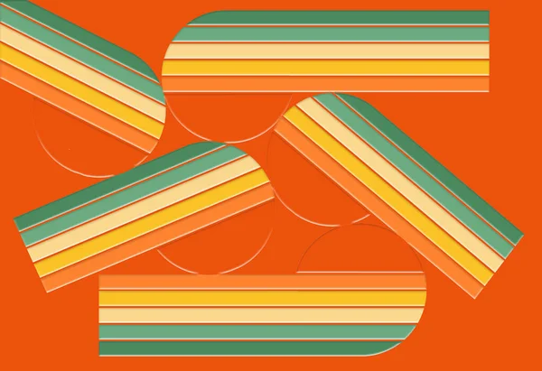 Here is a background image in green, orange, yellow stripes that is a 3-d illustration.