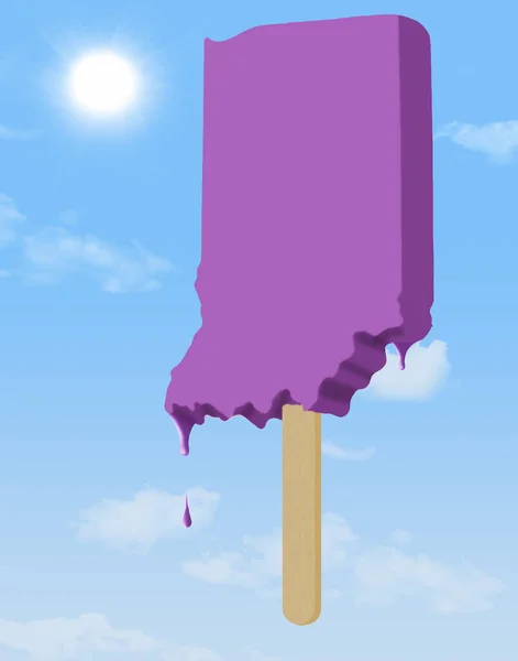 State Indiana Seen Popsicle Melting Hot Sun Illustration Global Warming — Stock Photo, Image