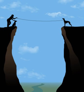 Bu 3 boyutlu illüstrasyonun teması köpek gezdirmek..