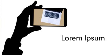 Cep telefonundan dizüstü bilgisayara geçmenin zamanı geldi mi? Metin boşluğu olan bu üç boyutlu illüstrasyonun teması ve izole edilmiş olması..