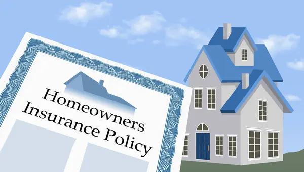 Homeowners Insurance Policy Seen Home Background Illustration — Stock Photo, Image