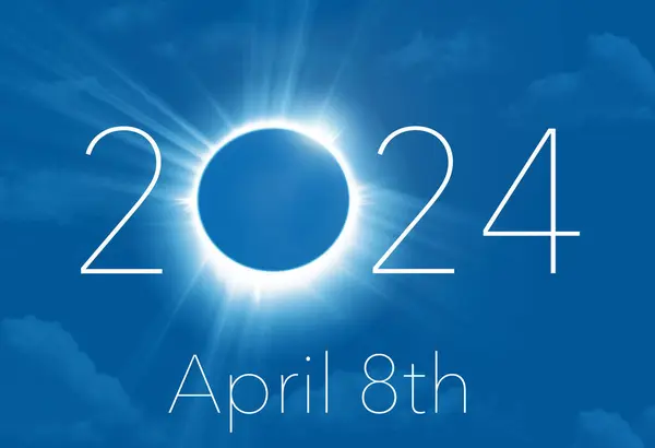 Sztuka Podglądu Całkowitego Zaćmienia Słońca Usa Kwietnia 2024 Jest Ilustracja — Zdjęcie stockowe