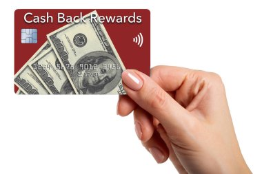 İşte size nakit geri ödemeli kredi kartı 3 boyutlu bir illüstrasyon..