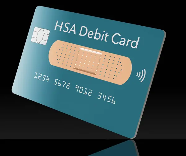 Here is a  healthcare spending account debit card also known as an HSA debit card. This is generic, mock, 3-d illustration.