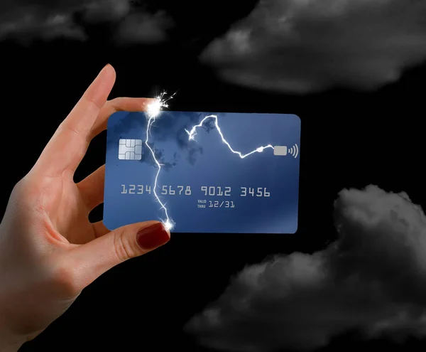 Too hot to handle is this new credit card seen with lightning bolts in a 3-d illustration.