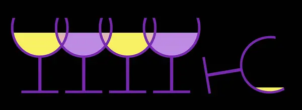 Wine glasses, stemware, is seen with red and white wine in an abstract wine logo.