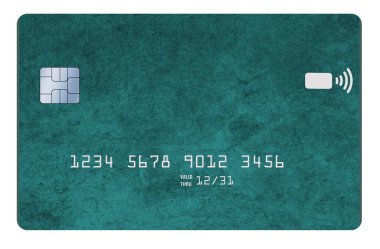 Bankacılık, finans ve iş dünyasıyla ilgili bu 3 boyutlu resimde genel, sahte bir kredi kartı veya banka kartı görülüyor.