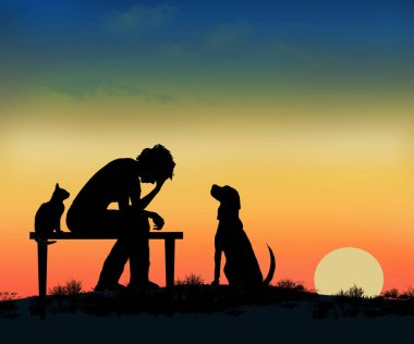 Bu köpek ve kedi gibi evcil hayvanlar insanlara duygusal destek vermek için hazırlar, bu kadın gibi, keder ve diğer güçlü duyguları hisseden insanlar..