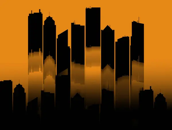 stock image A city skyline vibrates as an earthquake moves the ground below in an illustration.