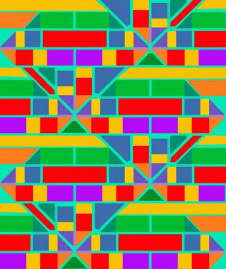 Bu arkaplan görüntüsünde dikdörtgenler, üçgenler ve diğer ilginç şekillerde renkli geometrik şekiller serisi görülür..